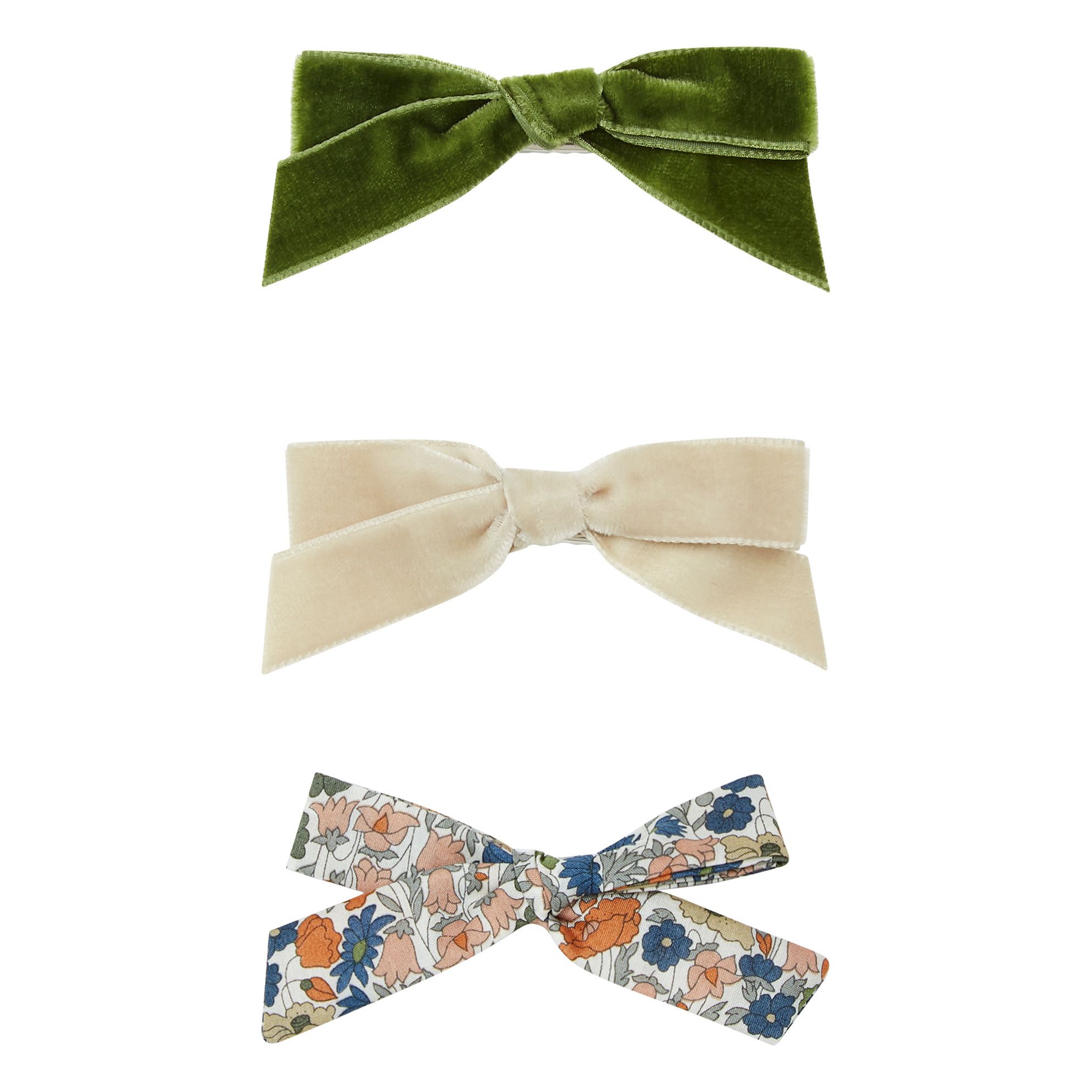 Set of 3 Forever Bow Hair Slides Green- Product image n°0