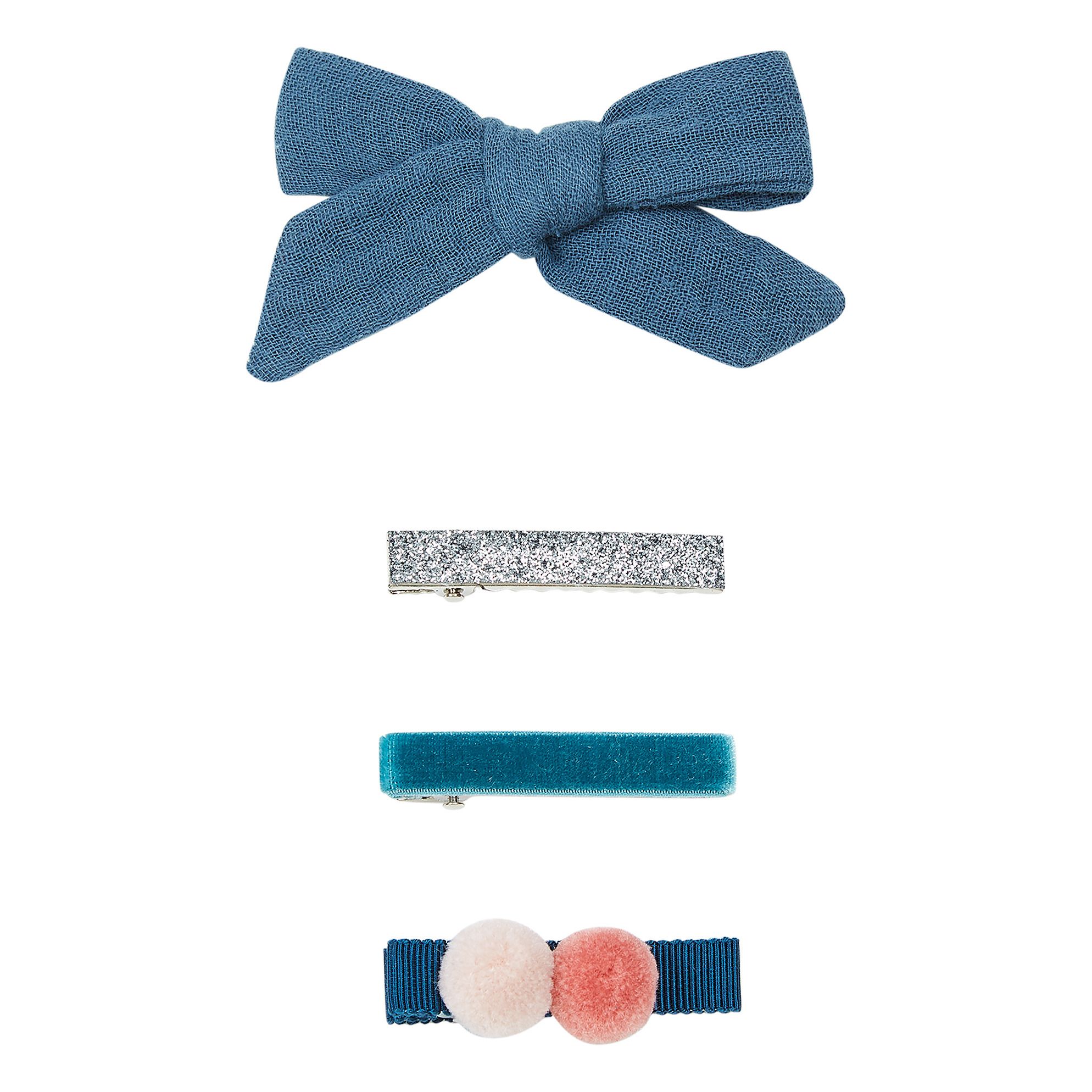 Five / Eleven - Set 4 Barrettes Forever - Fille - Bleu gris
