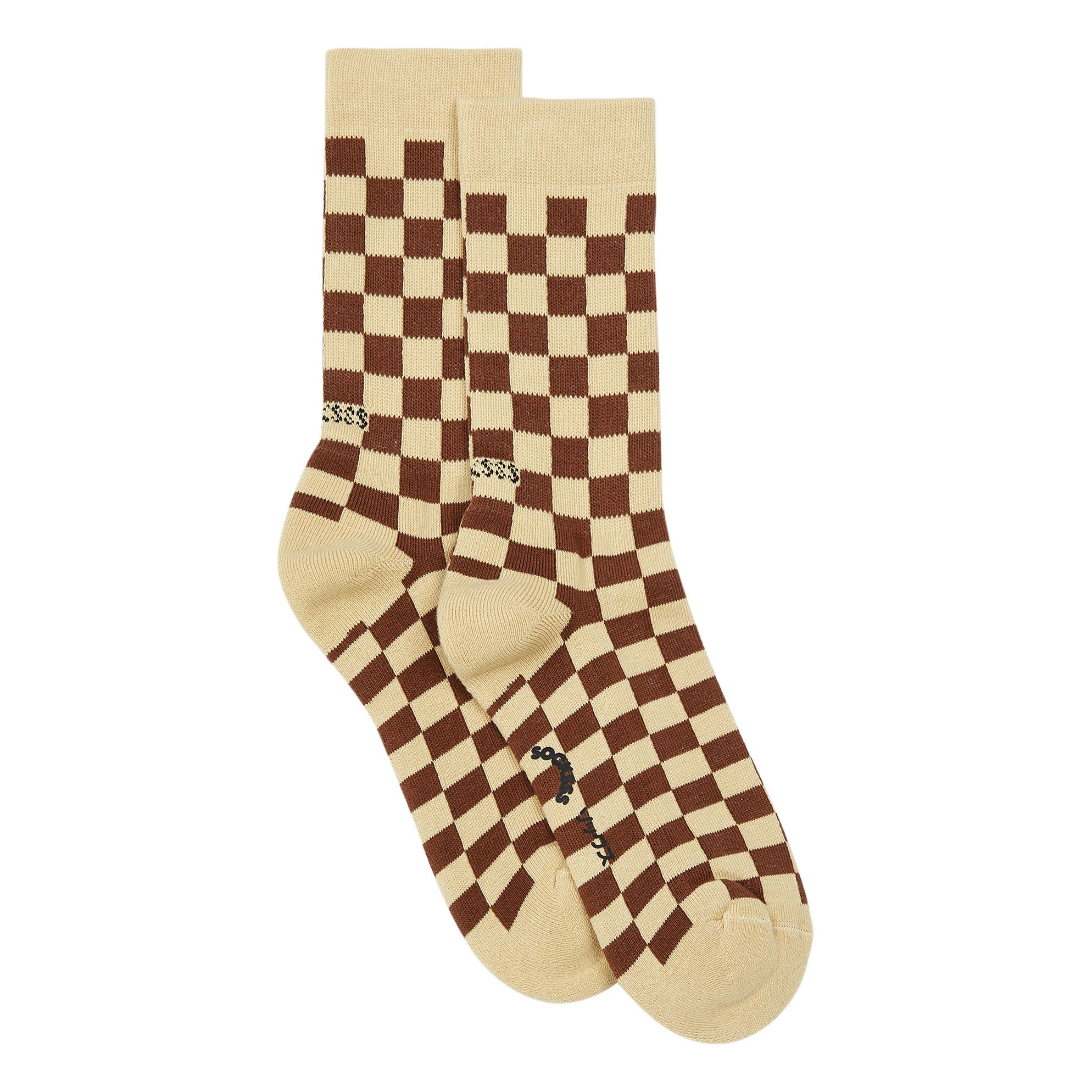 SOCKSSS - Chaussettes Squares Coton Bio Mélangé - Fille - Beige