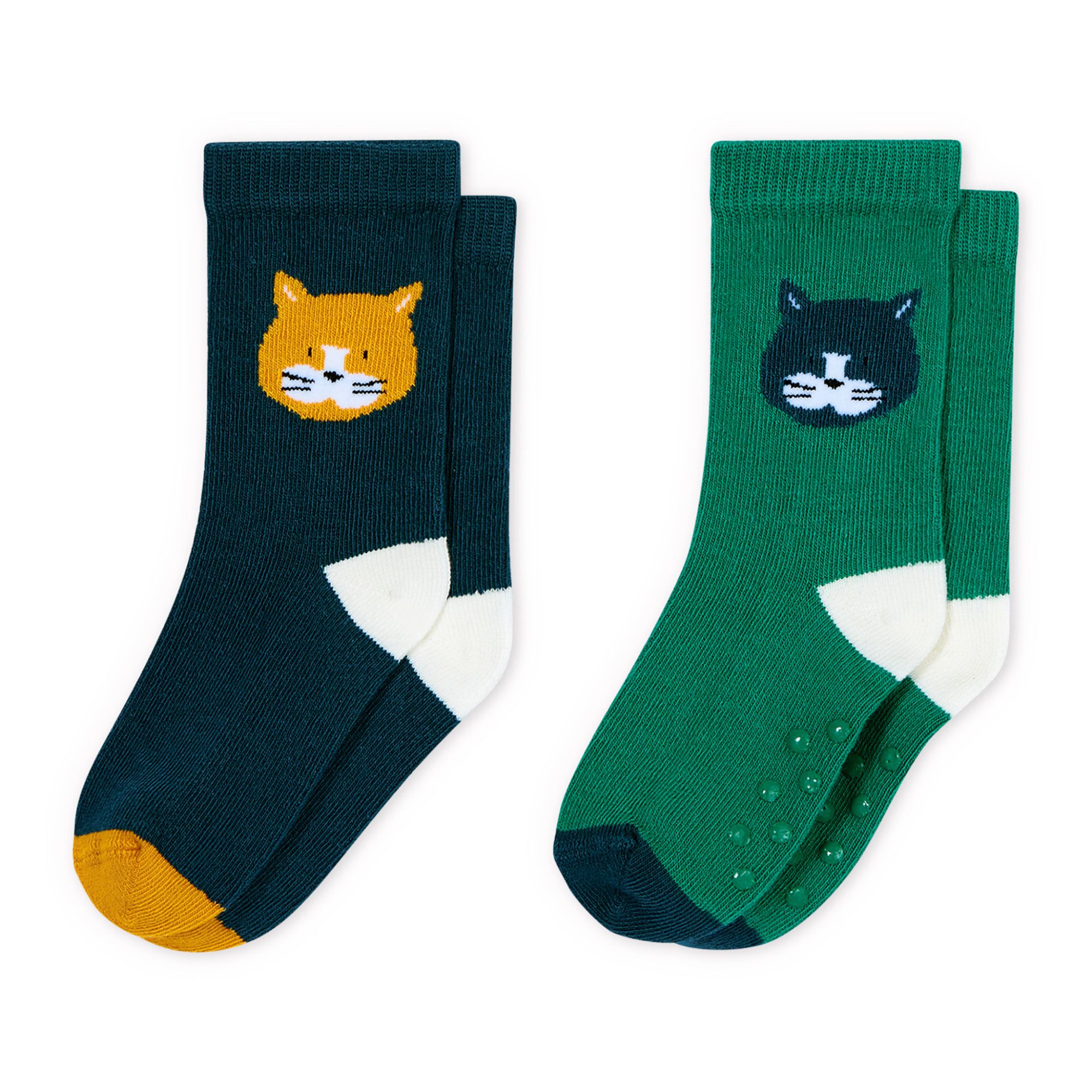 Lot de 5 paires de chaussettes antidérapantes - Vert foncé/vert - ENFANT