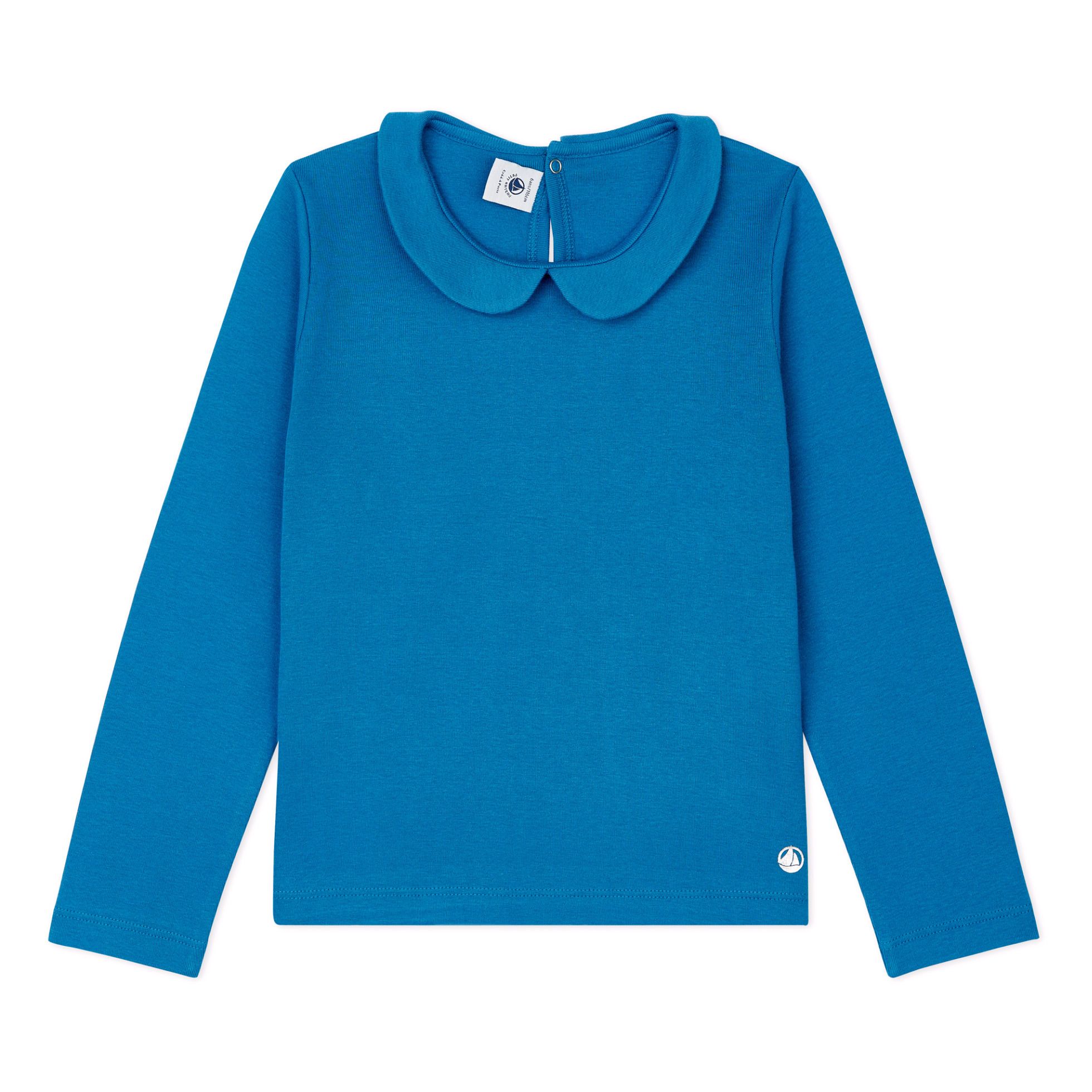 Petit Bateau - T-Shirt Col Claudine Toving - Fille - Bleu