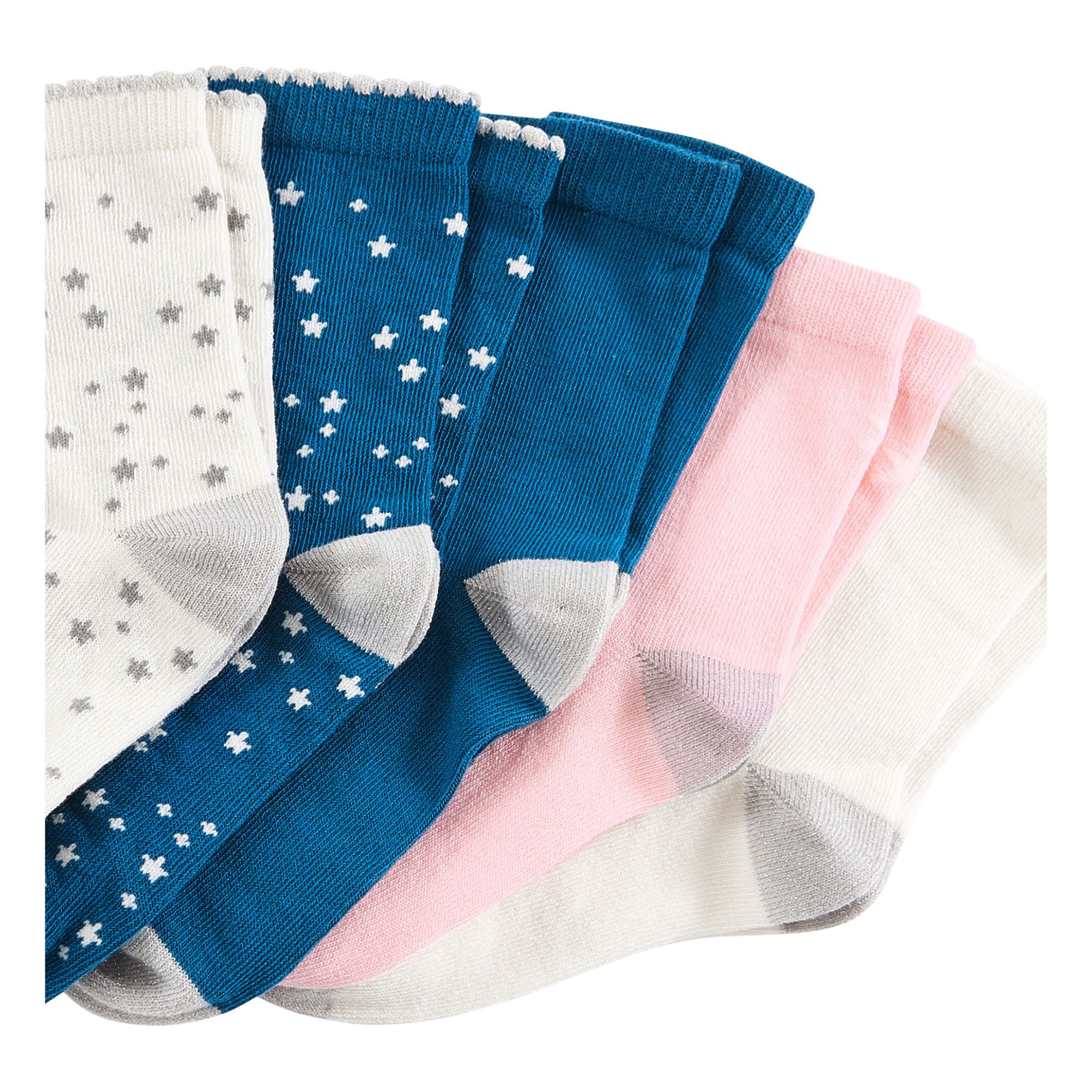 Set of 5 Pairs of Star Socks Pink- Product image n°1
