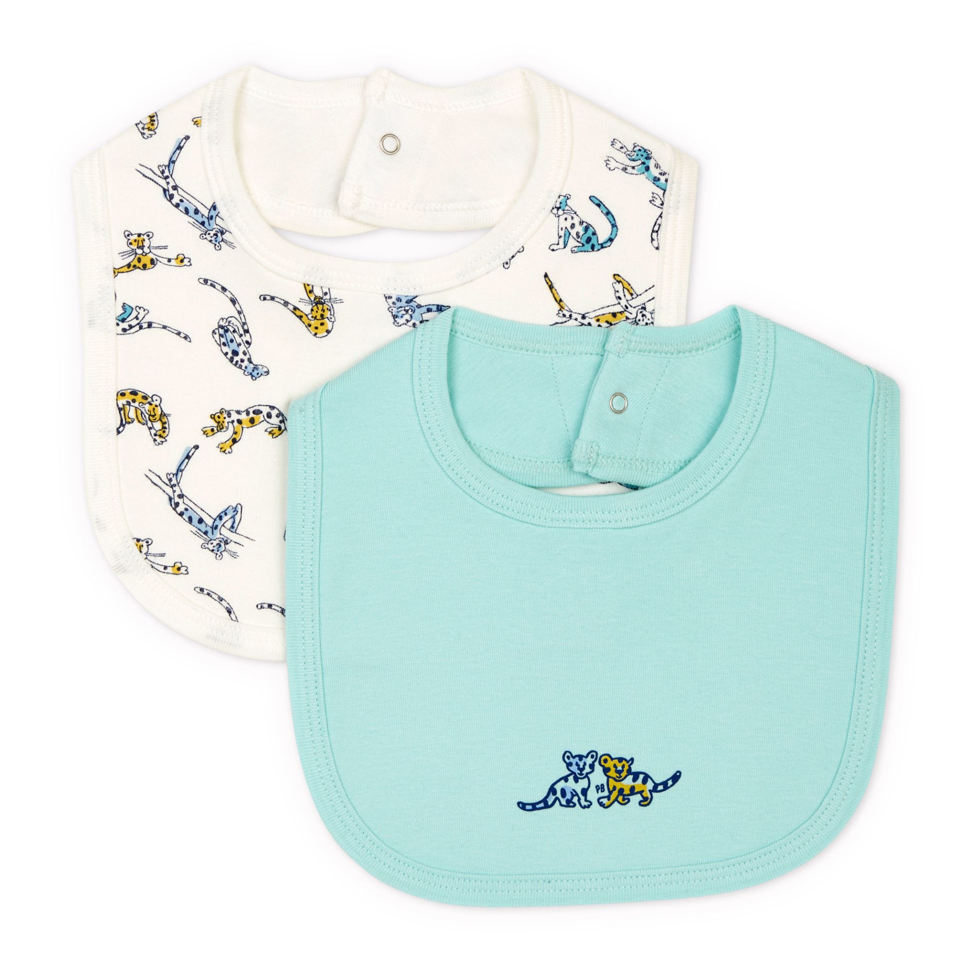 Petit Bateau - Lot 2 Bavoirs Coton Bio - Bleu