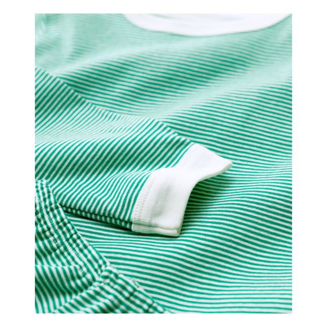 Tristan Organic Cotton Striped Pyjama Set Green