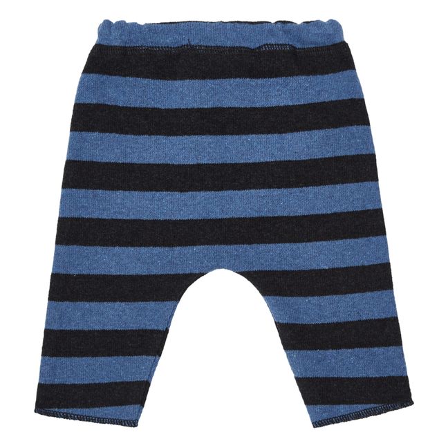 Striped Knit Harem Trousers Blue