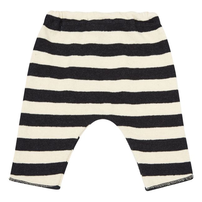 Striped Knit Harem Trousers Ecru