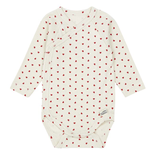 Ivy Organic Heart Cotton Heart Babygrow | Ecru