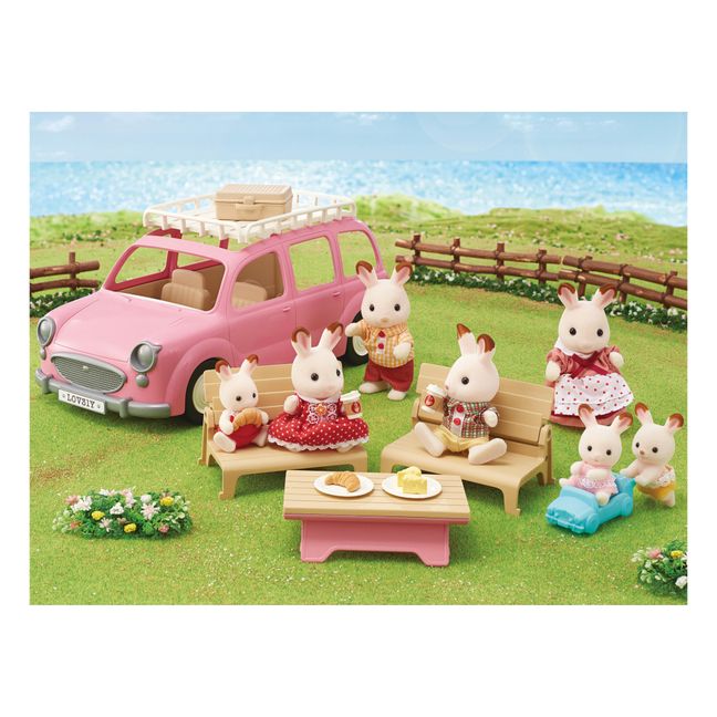 Monovolumen rosa y set de picnic