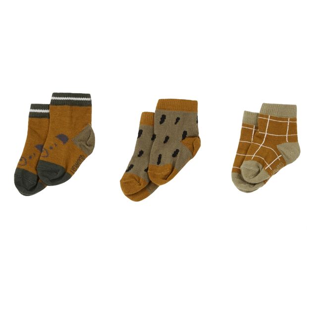 Set of 3 Pairs of Silas Socks Camel