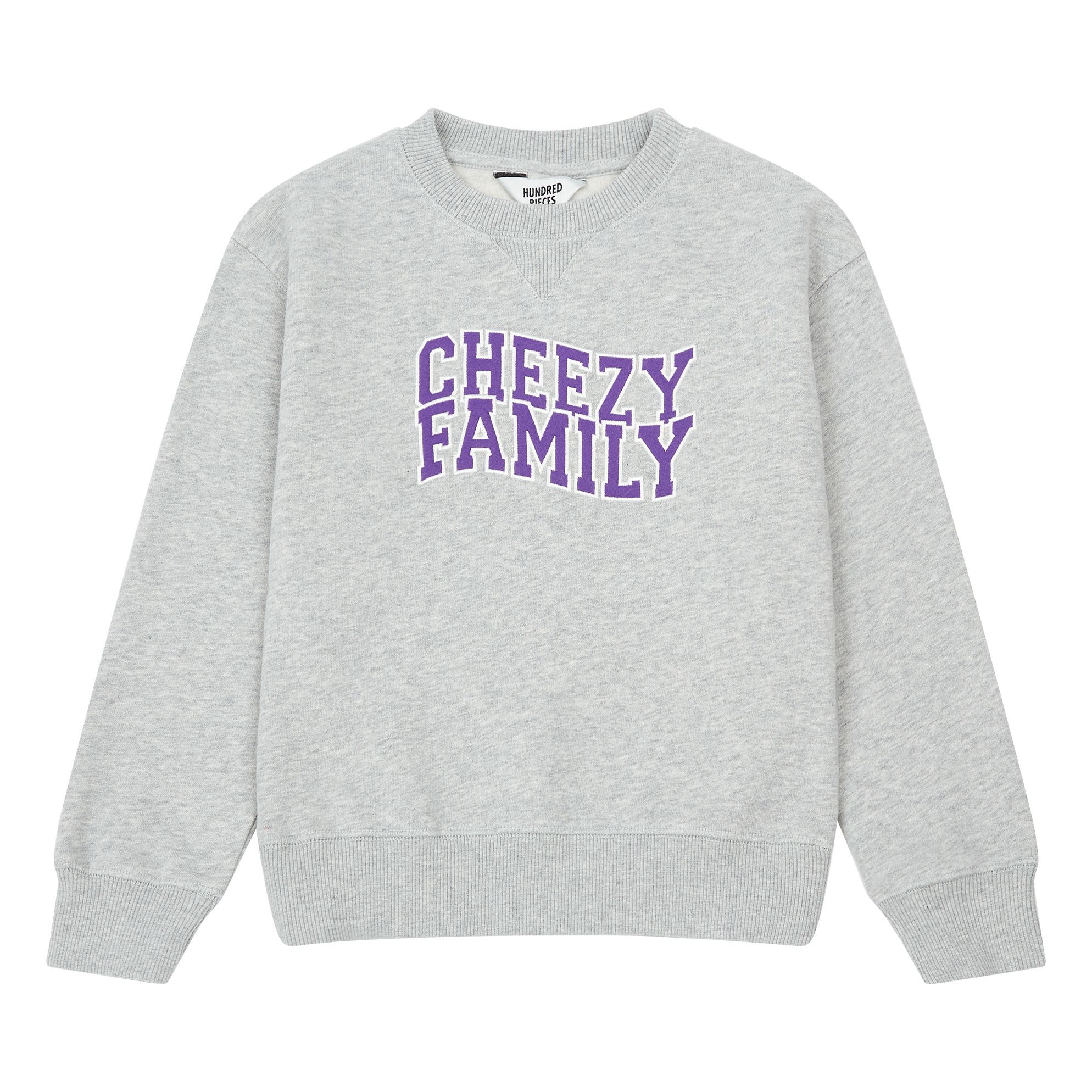 Hundred Pieces - Sweat Coton Bio Cheezy Family - Fille - Gris chiné