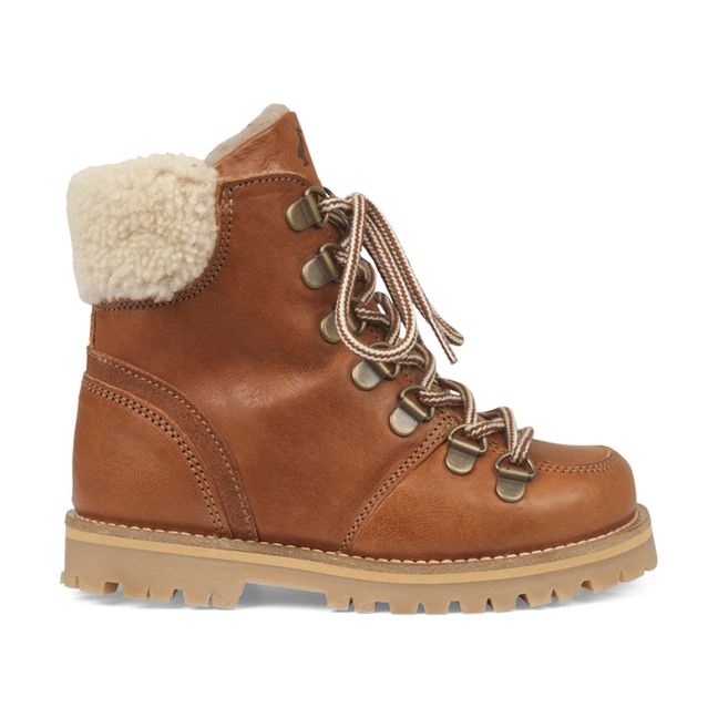 Gefütterte Schnürboots | Cognac-Farbe