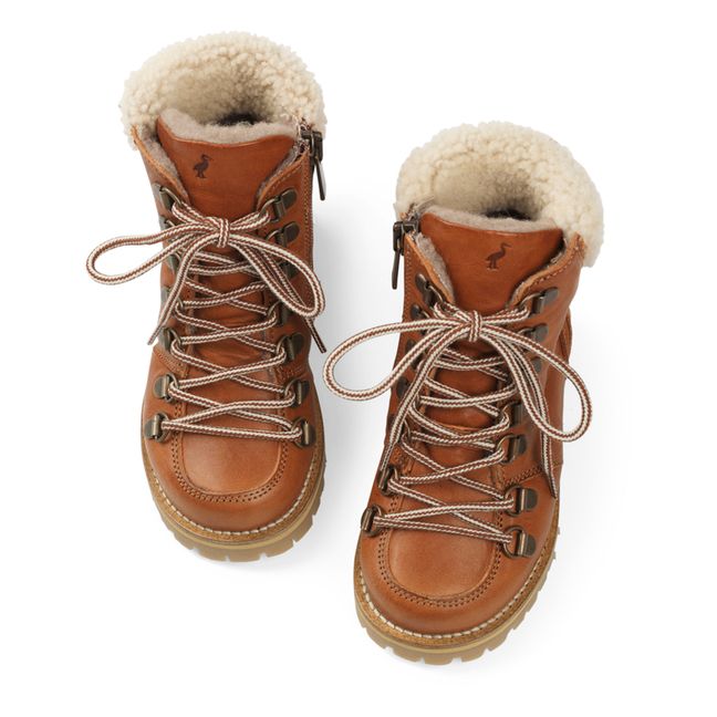 Boots Fourrées Lacets | Cognac