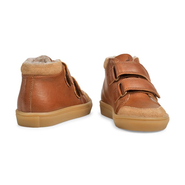 Scarpe da ginnastica imbottite, 2 strap, modello: Toasty | Cognac