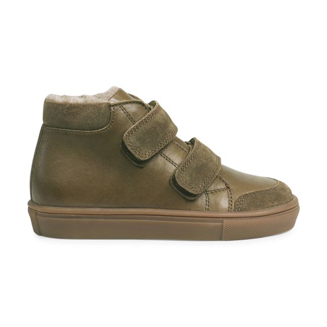 Toasty 2-Velcro Sherpa-lined Sneakers Olive green