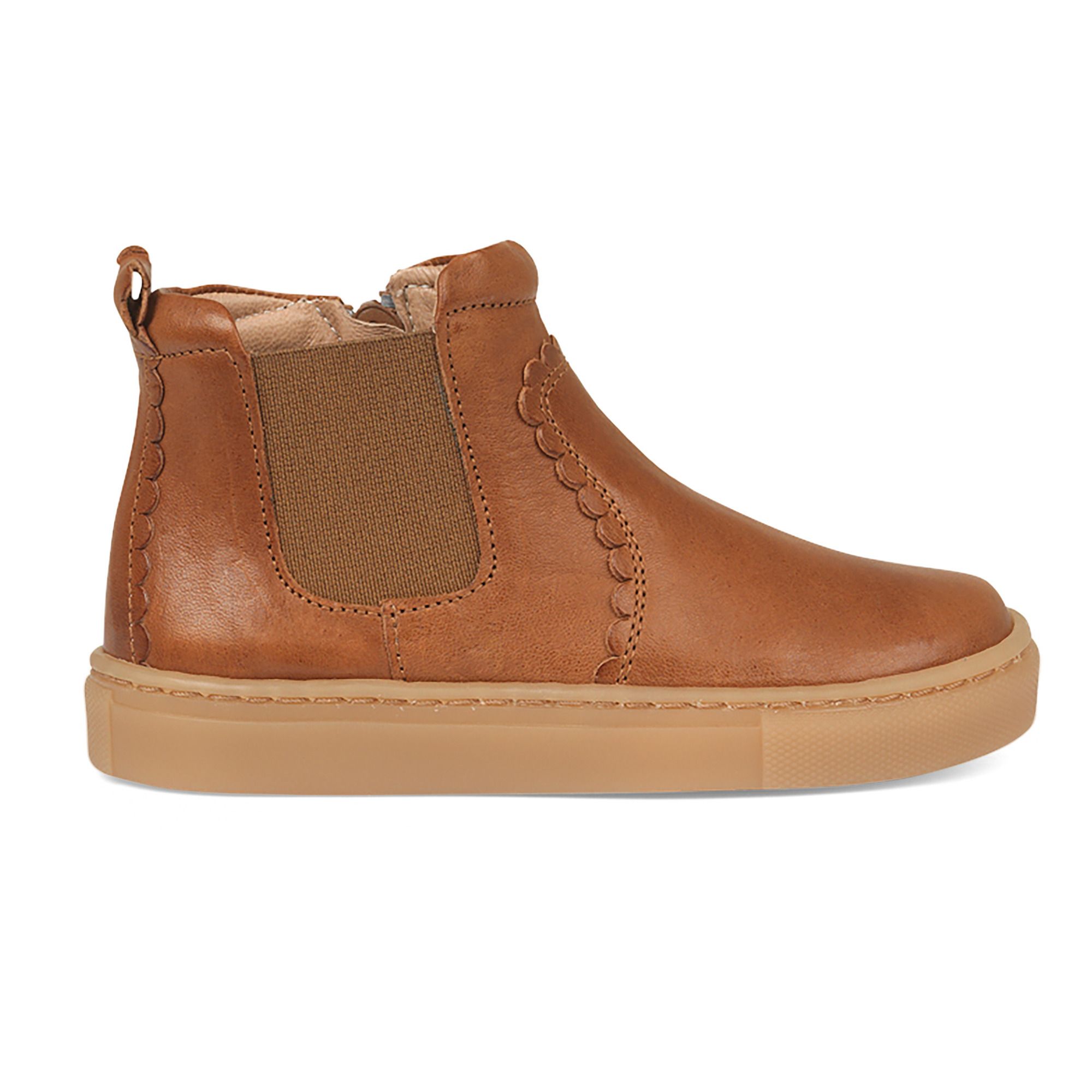 Petit Nord - Chelsea Boots Scallop Zip - Fille - Cognac