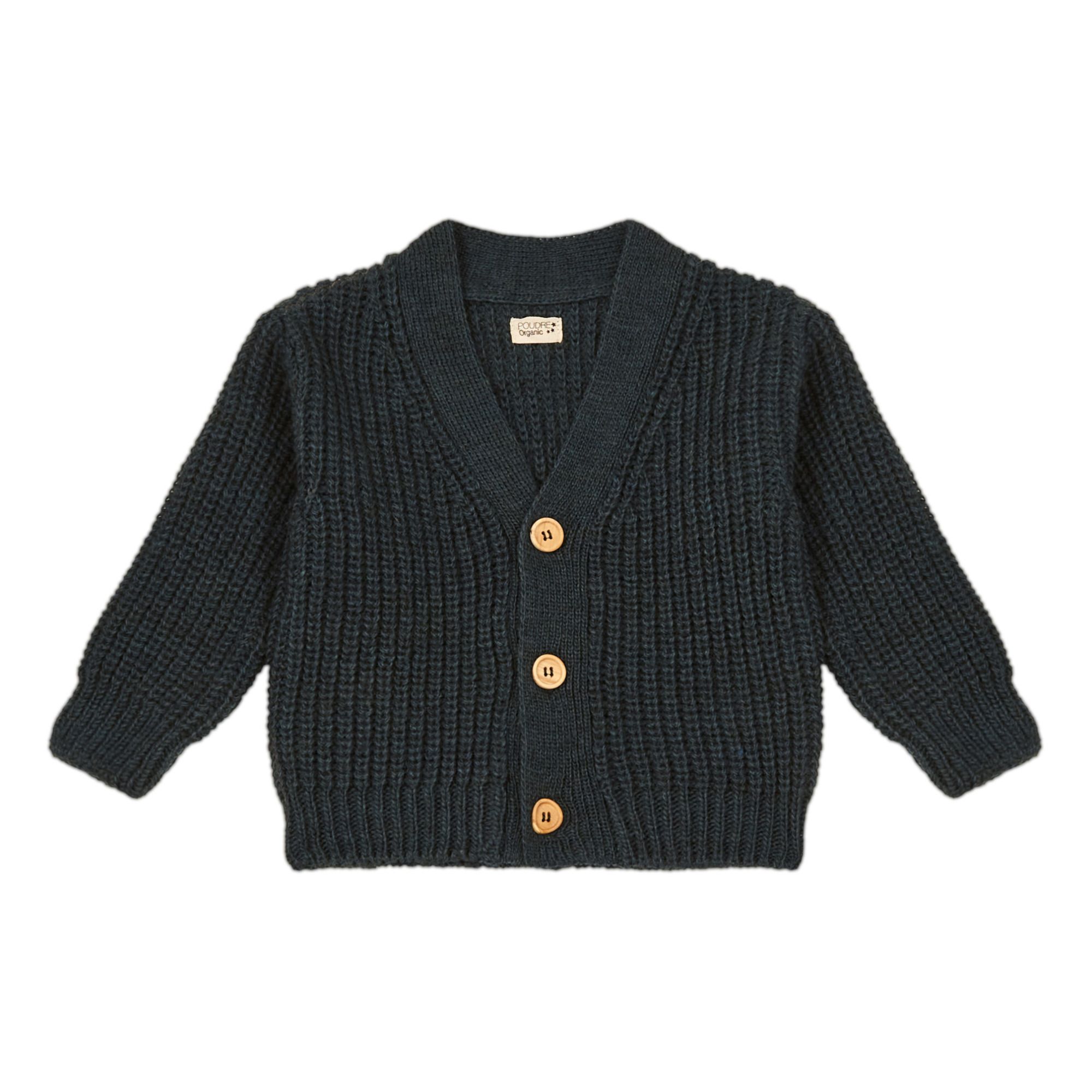 Poudre Organic - Cardigan Mate Coton Bio - Fille - Bleu Tempête
