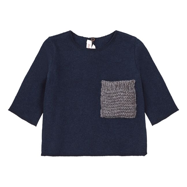 Jumper with Knitted Pocket Navy blue