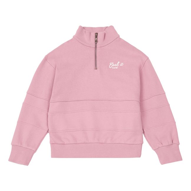 Organic Cotton Zip-up Sweatshirt  Dusty Pink