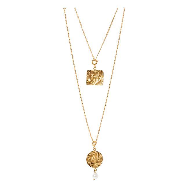 Nymphe Halskette Set mit 2 Charms Gold