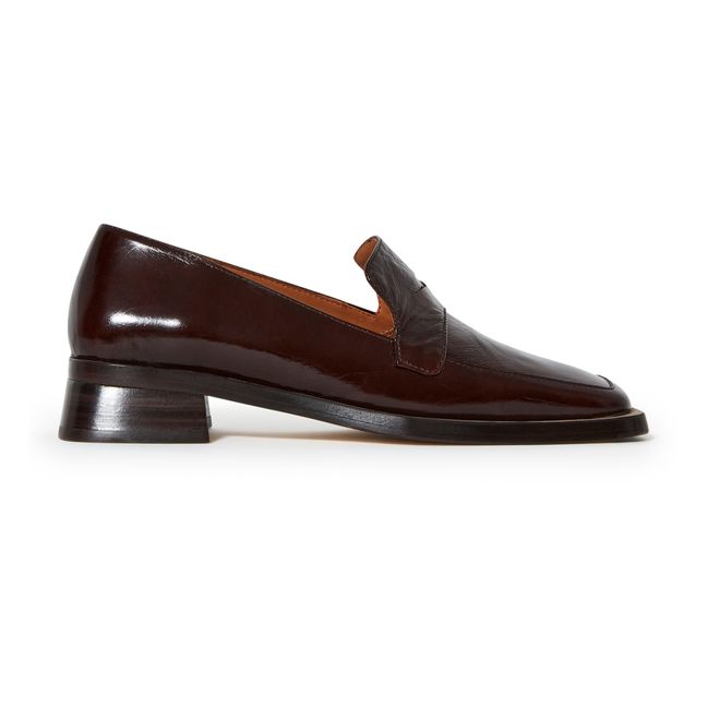 Crimson Crackled Leather Loafers Brown