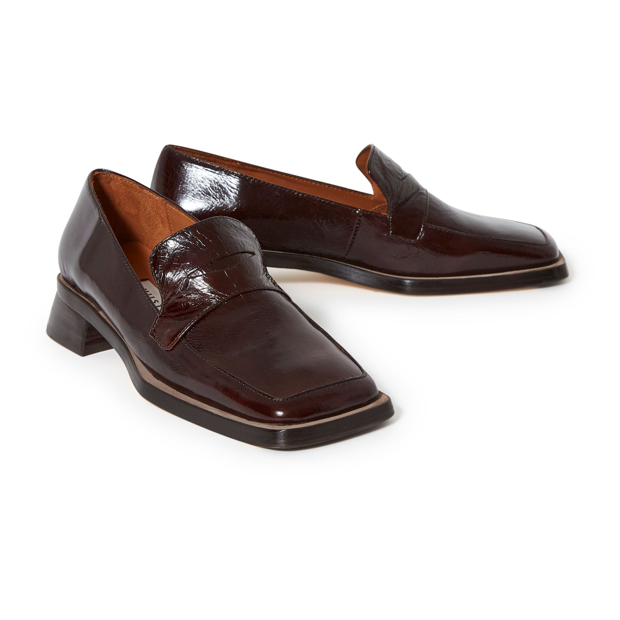 Crimson Crackled Leather Loafers | Brown