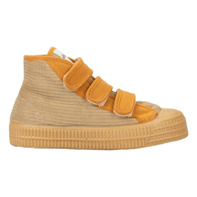 Bi-Material-Sneakers mit Klettverschluss -Kinderkollektion Gelb