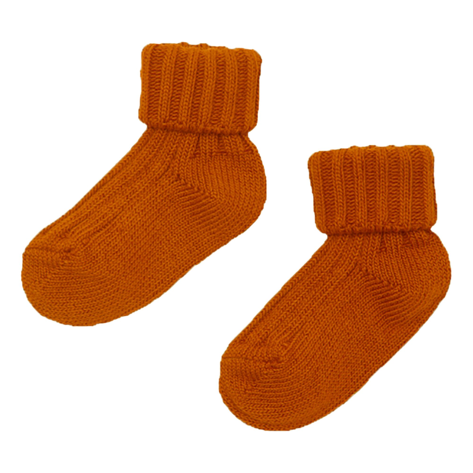 Caramel - Chaussettes Côtelées - Fille - Rouille