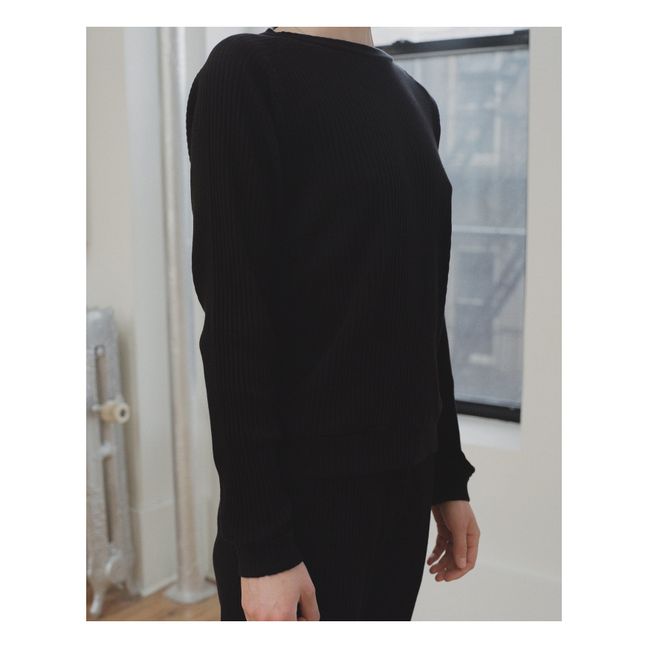 Organic Cotton Basic Ribbed Sweatshirt Black