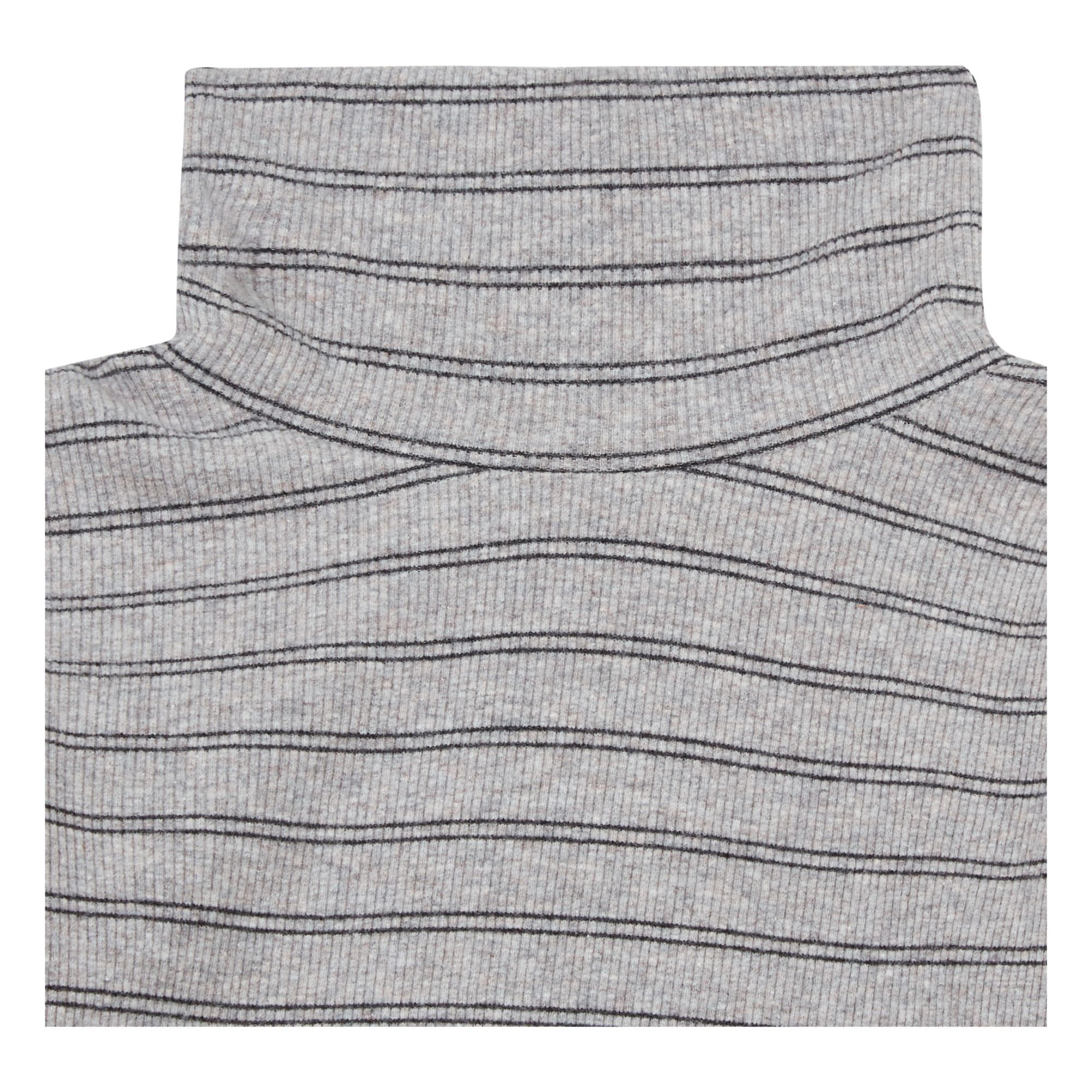 Soft Recycled Cotton Striped Turtleneck Light grey- Product image n°1
