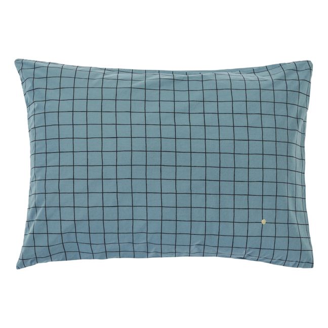 Funda de almohada de algodón orgánico Oscar | Azul Gris