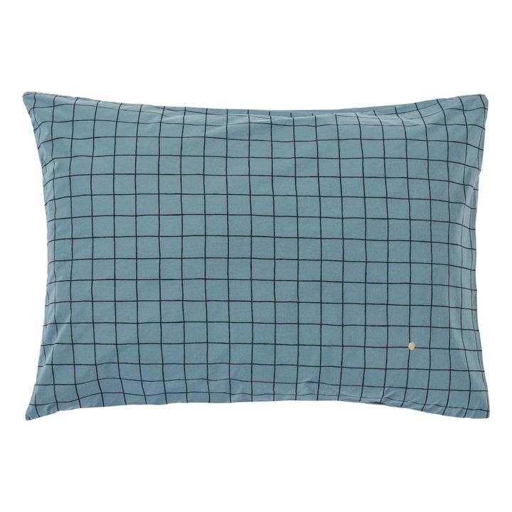 Funda de almohada de algodón orgánico Oscar Azul Gris- Imagen del producto n°0