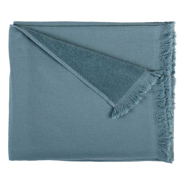 Serviette de bain en coton bio Luna  | Bleu gris