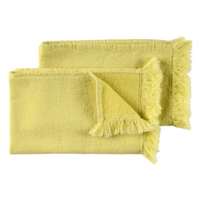 Asciugamani per gli invitati, modello: Luna, in cotone bio - Set da 2 Verde anice