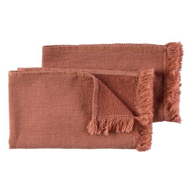 Luna Organic Cotton Guest Towels - Set of 2 Rust