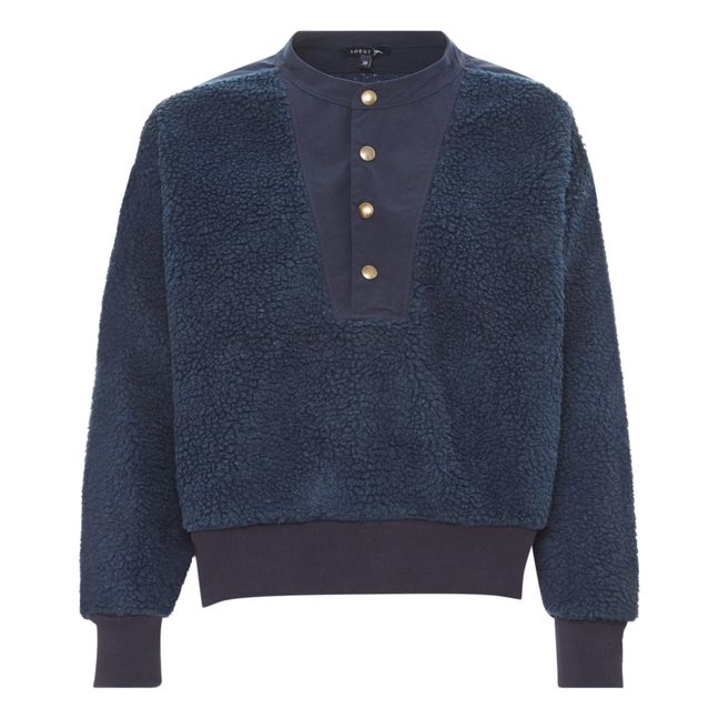 London Faux Fur Sweatshirt Navy blue