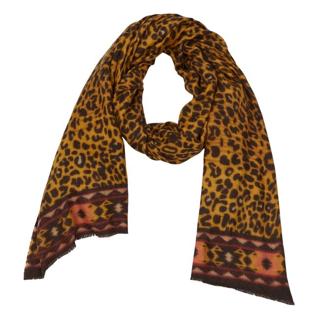 Peter Wool and Silk Scarf Leopard