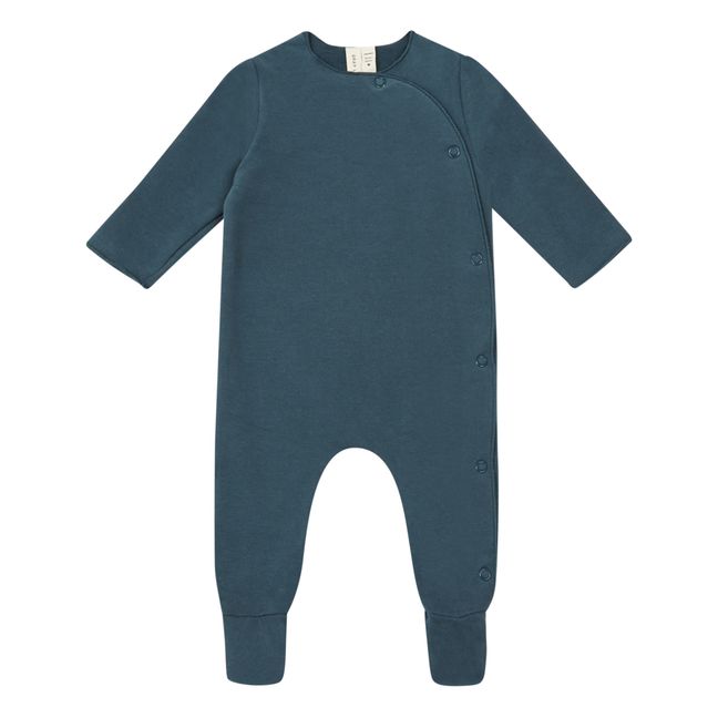 Pijama de algodón orgánico para recién nacido Azul Gris