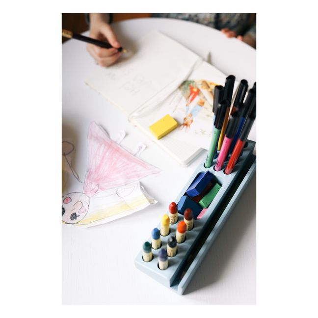 Ash Wood Pencil Holder | Blue