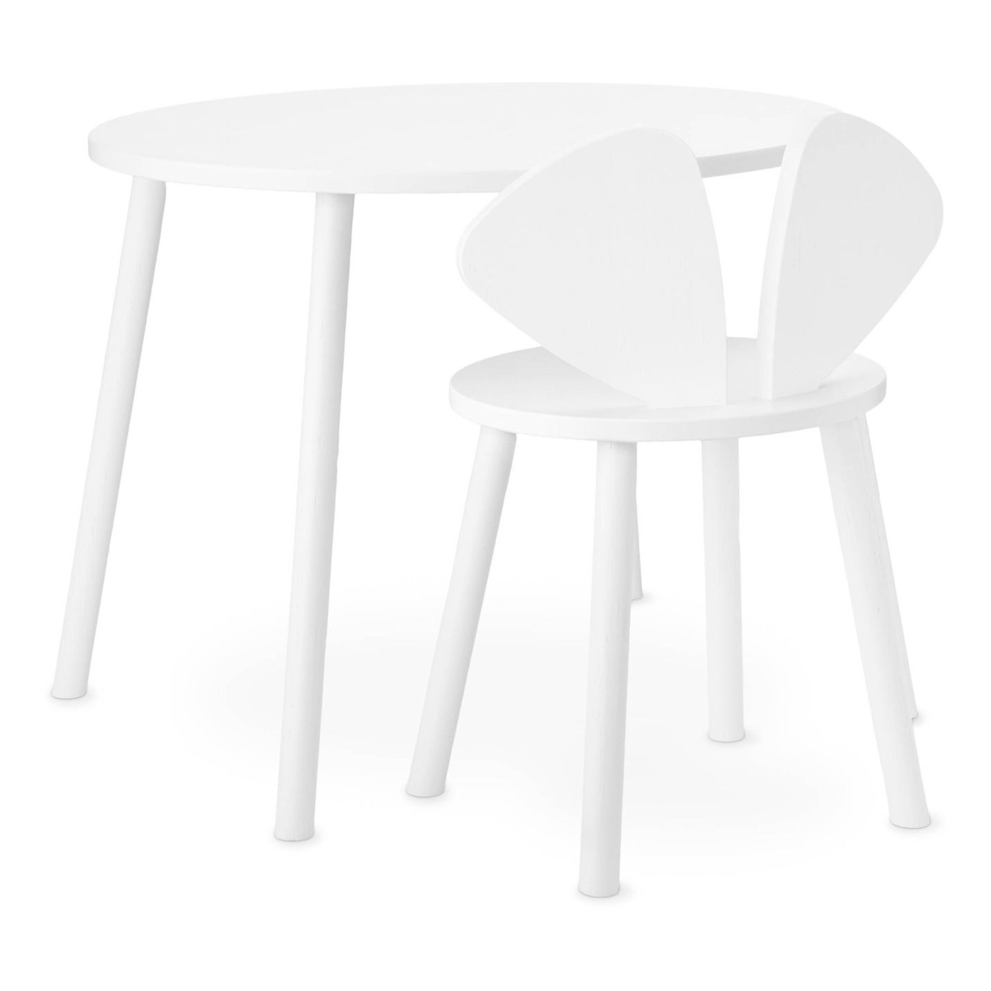 Nofred - Table et chaise d'écolier en chêne Souris - Blanc
