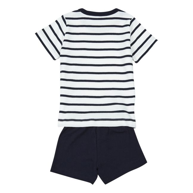 Trew Striped Pyjama Set | Navy blue