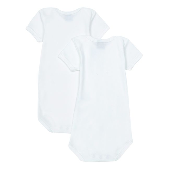 Set of 2 Organic Cotton Babygrows | White