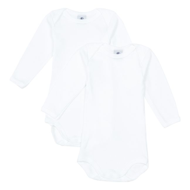 Set of 2 Organic Cotton Bodysuits | White