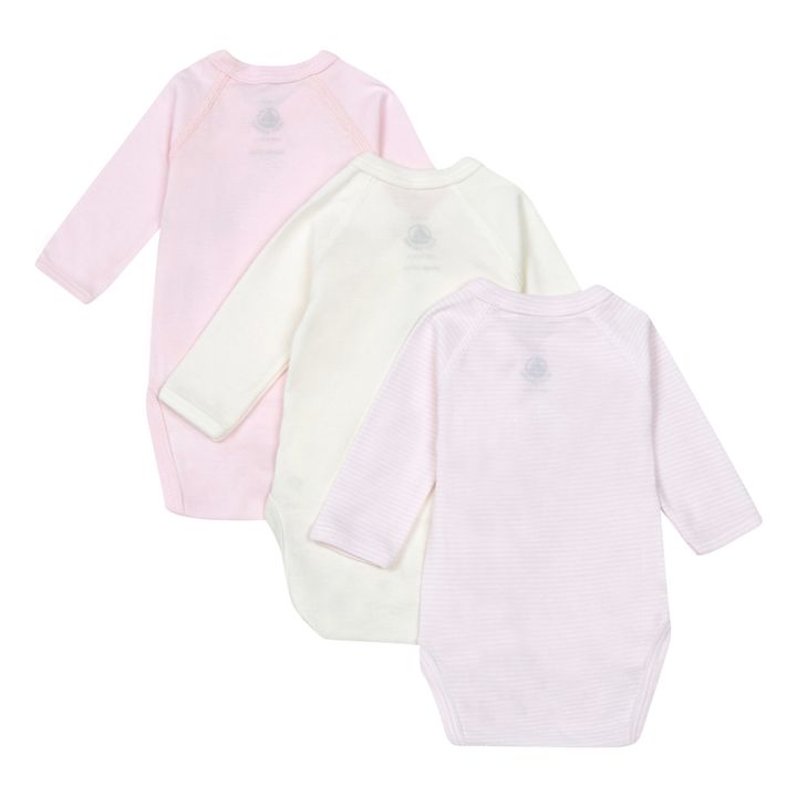 Petit Bateau - Set of 3 Organic Cotton Wrapover Bodysuits - Pale pink