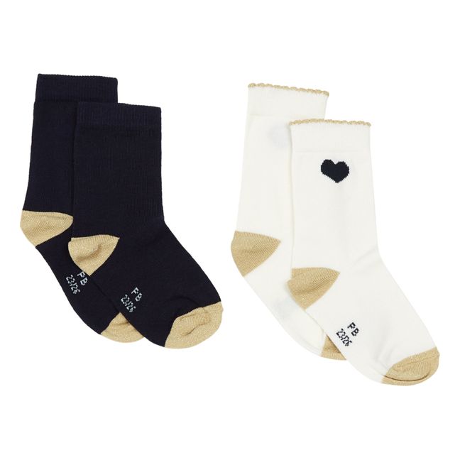 Set of 2 Pairs of Little Heart Socks Black