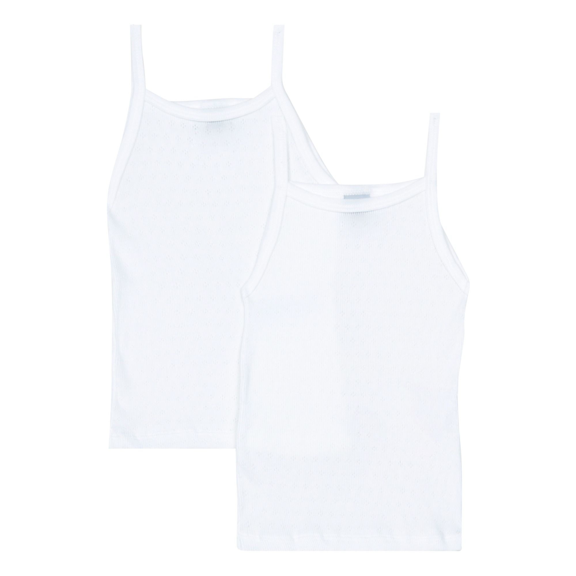 Petit Bateau - Lot 2 Débardeurs Bretelles Losanges Coton Bio - Fille - Blanc cassé