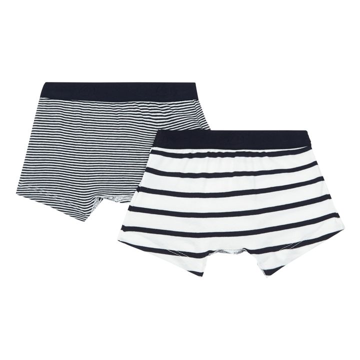 Set of 2 Organic Cotton Striped Briefs | Blue- Product image n°1