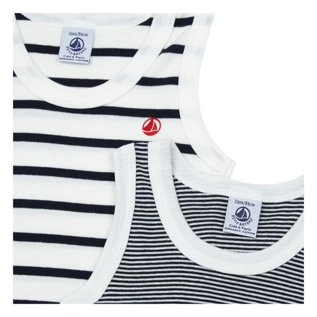 Tanktop Mariniere Bio-Baumwolle 2er-Set | Blau