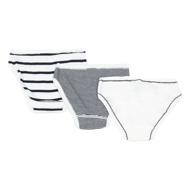 Set of 3 Organic Cotton Striped Briefs | Blue- Product image n°1