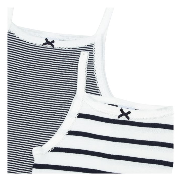 Set of 2 Organic Cotton Striped Tank Tops | Blue- Product image n°1
