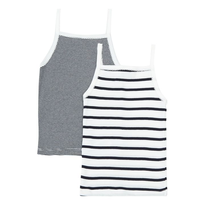 Set of 2 Organic Cotton Striped Tank Tops | Blue- Product image n°2